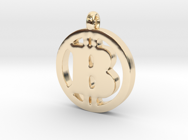 Bitcoin Pendant in 14k Gold Plated Brass
