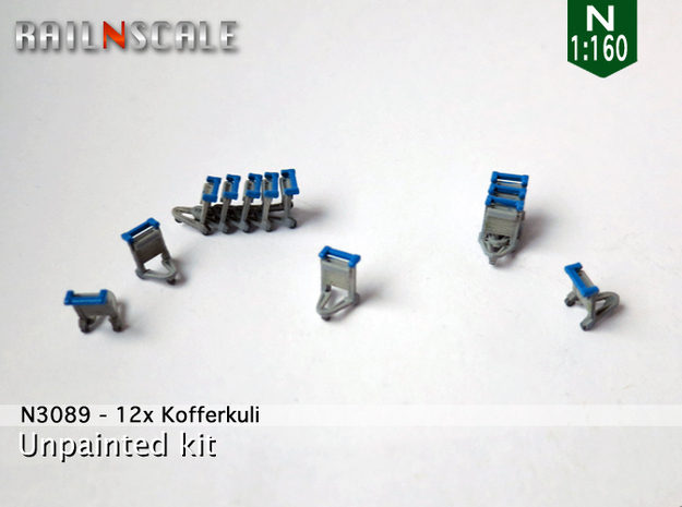 12x Kofferkuli (N 1:160) in Tan Fine Detail Plastic