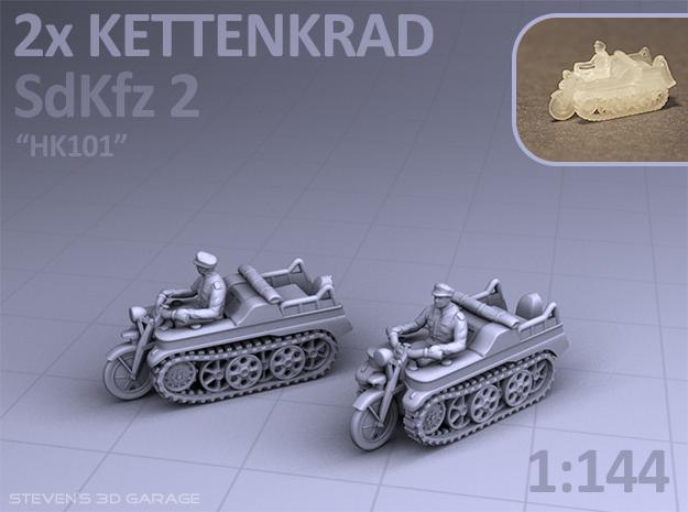 Sd.Kfz 2 - KETTENKRAD  (2 pack) in Tan Fine Detail Plastic