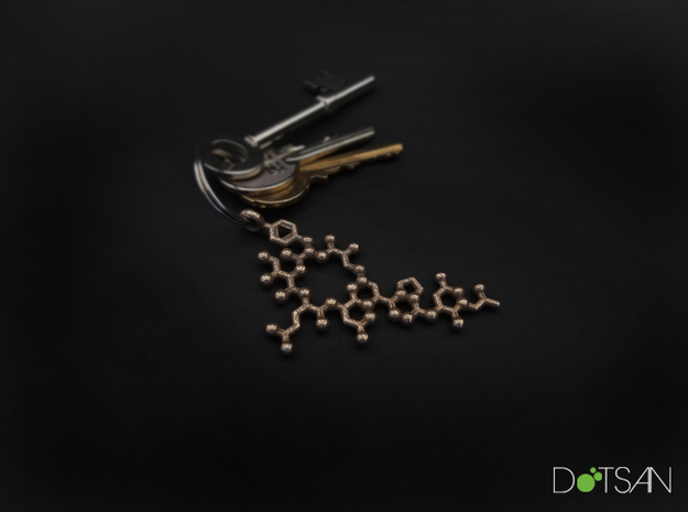 Oxytocin Love Chemical Key Chain in Polished Bronzed Silver Steel