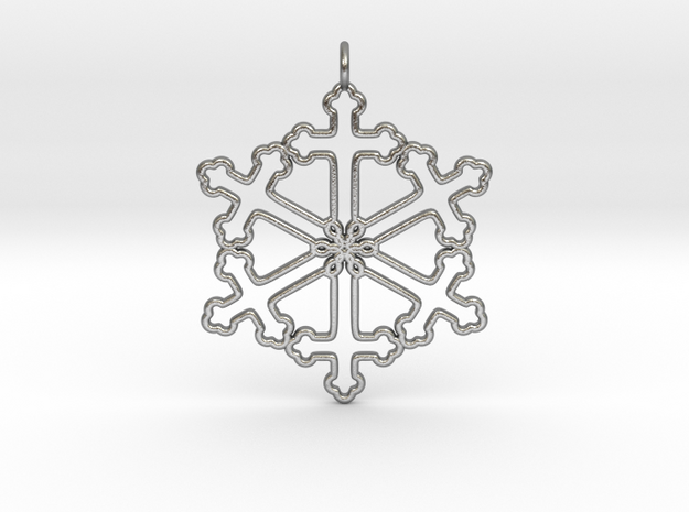 Snowflake Cross Version 2 in Natural Silver