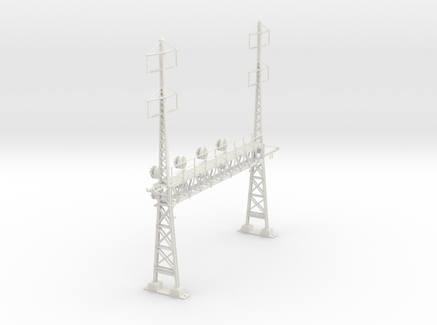 PRR S Scale Lattice Catenary Signal Bridge 2-2 PH  in White Natural Versatile Plastic