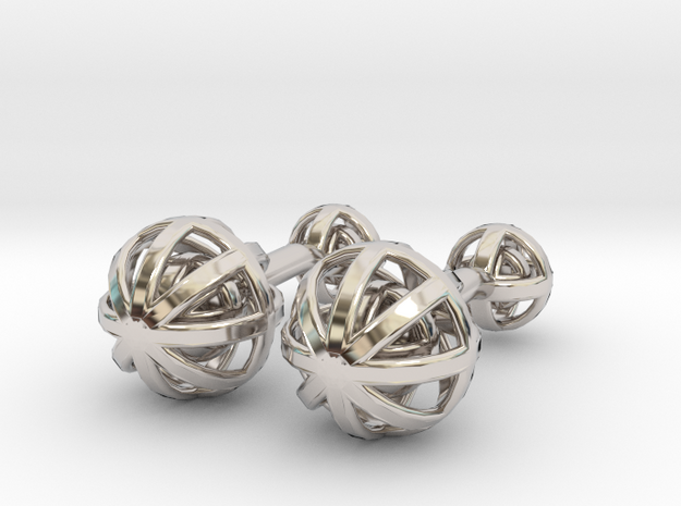 Spheres Cufflinks in Rhodium Plated Brass