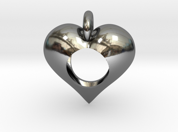 Hole in My Heart Pendant in Fine Detail Polished Silver