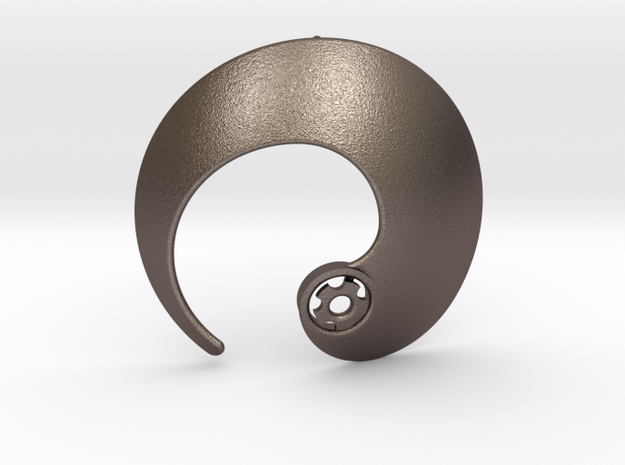 Enso No.1 Pendant in Polished Bronzed Silver Steel