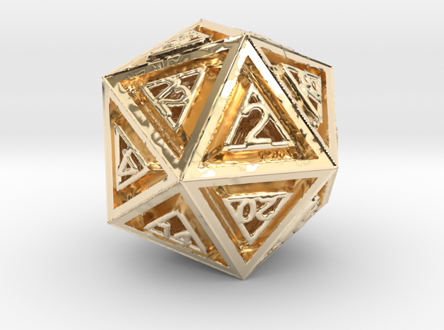 Dice: D20 in 14K Yellow Gold