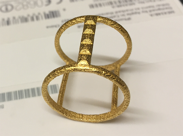 Model Double Ring B in Polished Gold Steel
