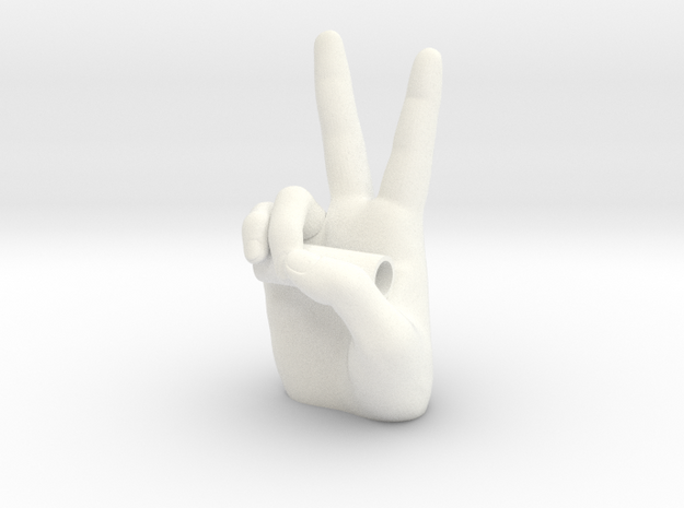 Peace Sign with Chain Tube in White Processed Versatile Plastic