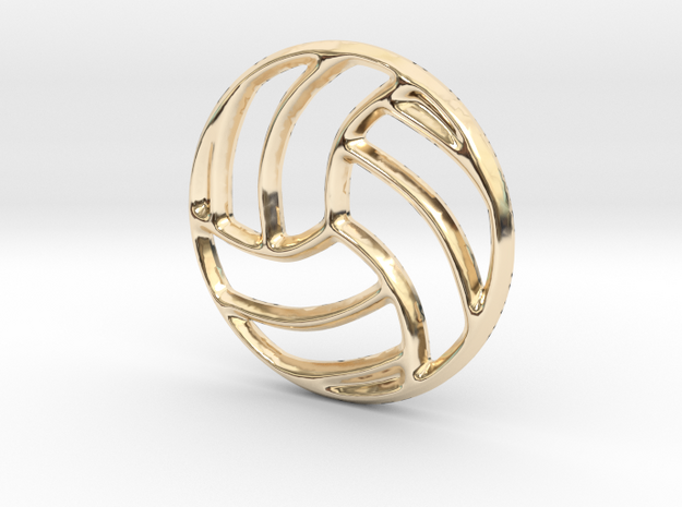 Volleyball Pendant/Charm - 16mm in 14K Yellow Gold