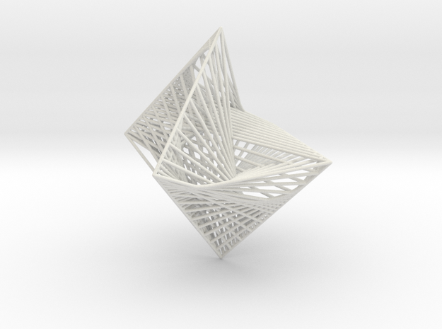 String Art -Octahedron in White Natural Versatile Plastic