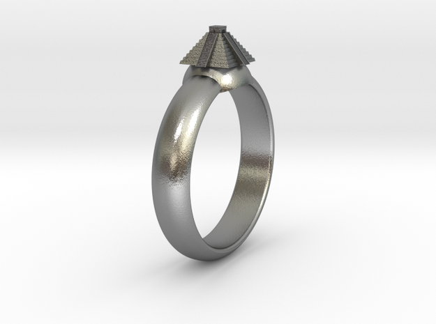 Ø0.788 inch/Ø20.02 mm Azteken Temple Ring in Natural Silver