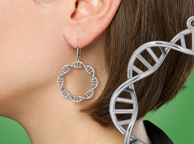 Earring DNA in Fine Detail Polished Silver