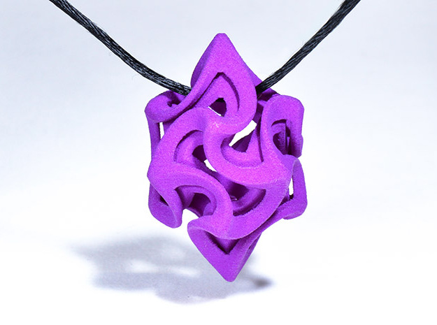 Flame Rhomb Pendant in Purple Processed Versatile Plastic