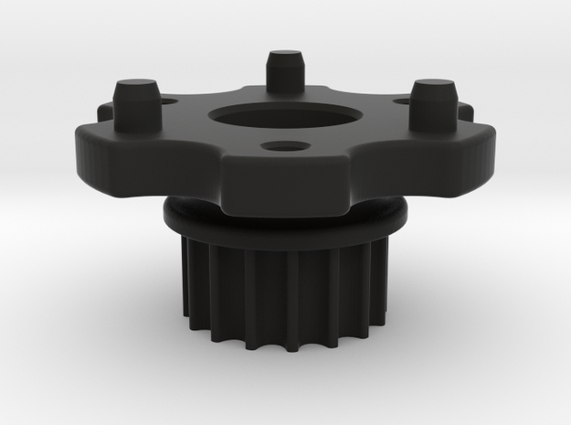 M3R16 Front Pulley-Spur Mount in Black Natural Versatile Plastic