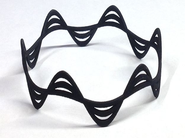 Triple Wave Bracelet (67mm) in Black Natural Versatile Plastic