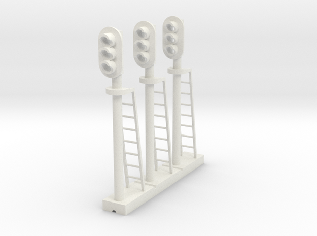 Block Signal 3 Light (Qty 3) - HO 87:1 Scale in White Natural Versatile Plastic
