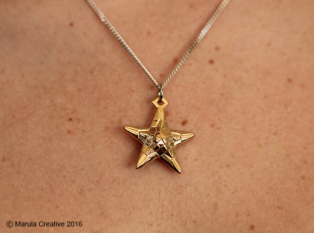 Stylised Sea Star Pendant in Natural Brass