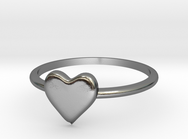 Heart-ring-solid-size-12 in Polished Silver