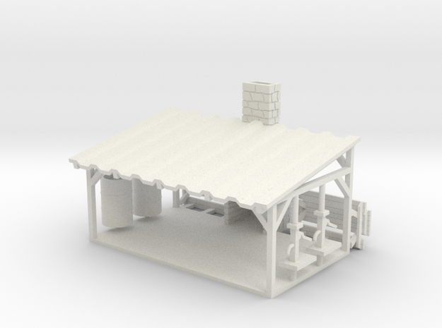 Picnic Shelter + Scene Parts - HO 87:1 Scale in White Natural Versatile Plastic