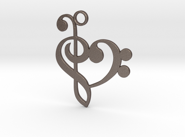 Heart of Music in Polished Bronzed Silver Steel