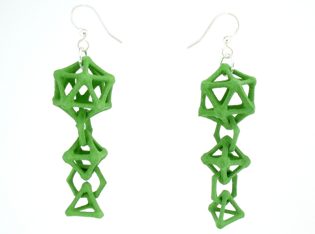 Platonic Progression Earrings - Bone in Green Processed Versatile Plastic