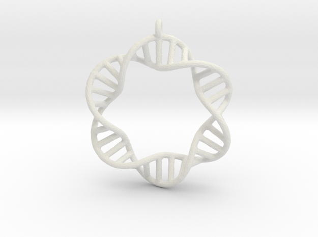 DNA Round Pendant in White Natural Versatile Plastic