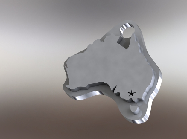 Australia Melbourne Keychain in Fine Detail Polished Silver