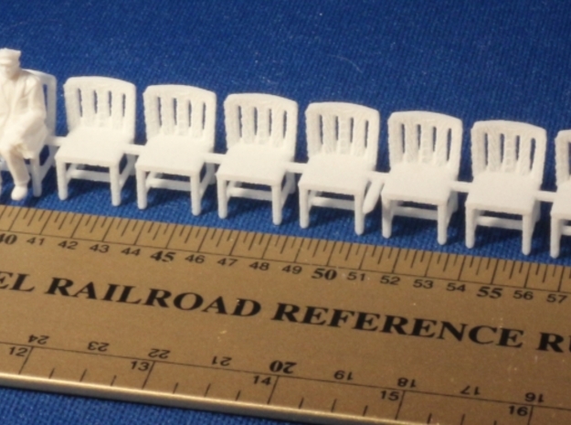 HO SCALE Simple Chairs (x10) in White Natural Versatile Plastic