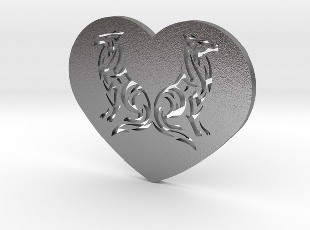 Geri and Freki Heart in Natural Silver