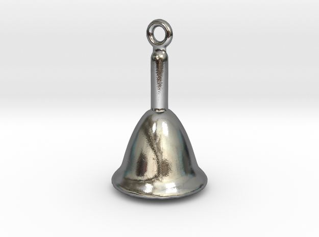 School bell charm in Polished Silver
