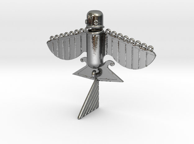 Bird ancient flying machine in Polished Silver