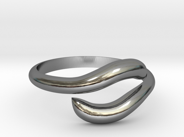 Resizable Ring Wave  in Fine Detail Polished Silver