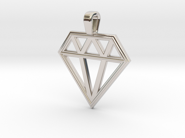 Diamond in Rhodium Plated Brass