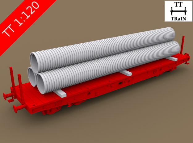 TT Scale Smmps Wagon Plastic Tubes Cargo in Smooth Fine Detail Plastic