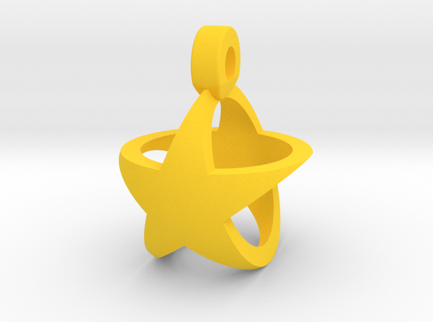 Star Pendant v1 in Yellow Processed Versatile Plastic