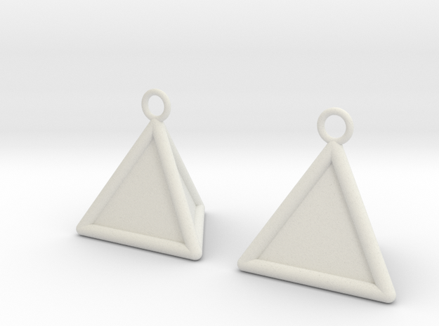 Pyramid triangle earrings type 16 in White Natural Versatile Plastic