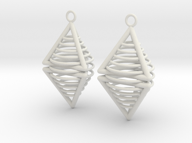  Pyramid triangle earrings serie 3 type 8 in White Natural Versatile Plastic
