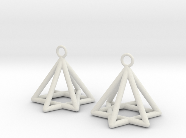  Pyramid triangle earrings type 13 in White Natural Versatile Plastic