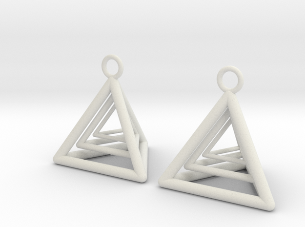Pyramid triangle earrings type 9 in White Natural Versatile Plastic