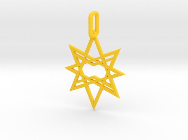 Double Octagon Star Pendant in Yellow Processed Versatile Plastic