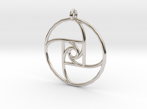 Square Spiral Pendant in Rhodium Plated Brass