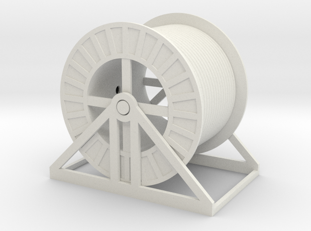 O Scale Steel Cable Reel Full 1:43.5 in White Natural Versatile Plastic