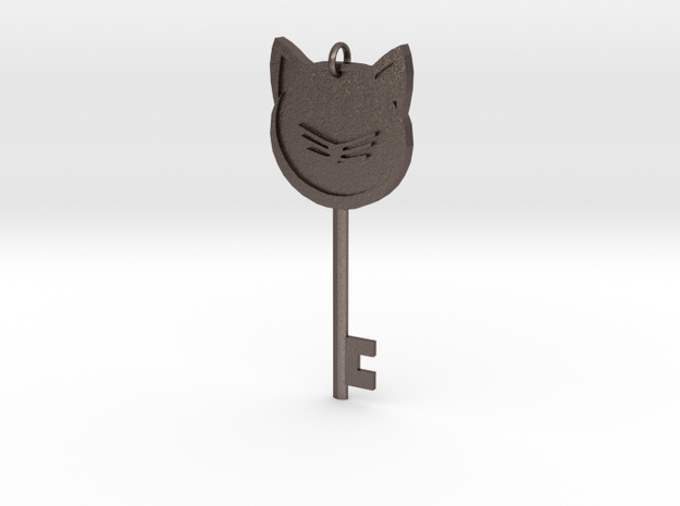 Cat Key Pendent in Polished Bronzed Silver Steel