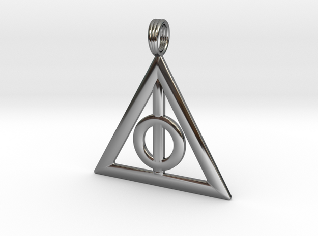 Harry Potter Deathly Hallows Pendant in Fine Detail Polished Silver