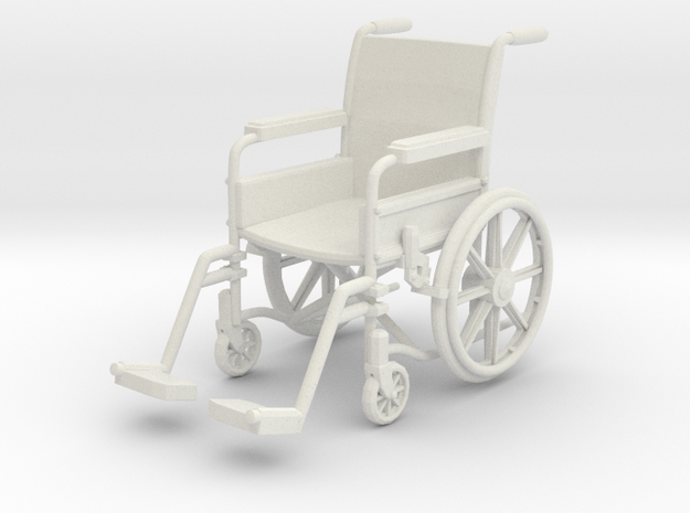 Wheelchair 01. 1:12 Scale in White Natural Versatile Plastic