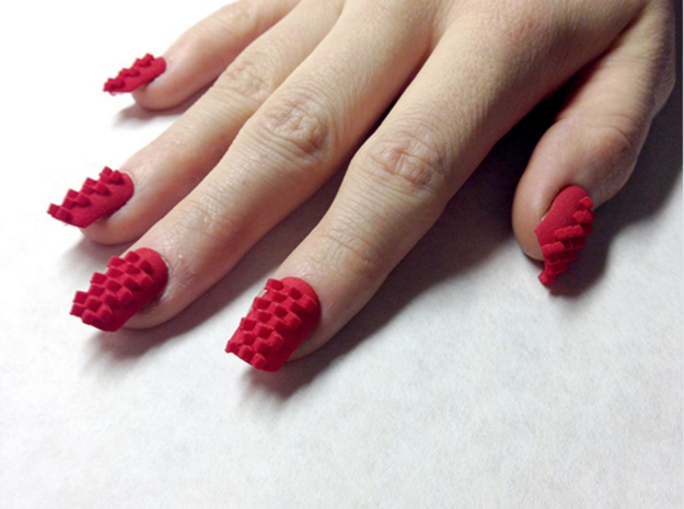 Cube Nails (Size 0)  in Red Processed Versatile Plastic
