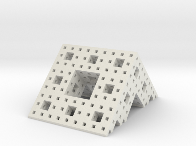 Menger roof (3 iterations) in White Natural Versatile Plastic