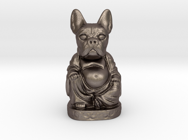 French Bull Dog Buddha Bottle Opener in Polished Bronzed Silver Steel