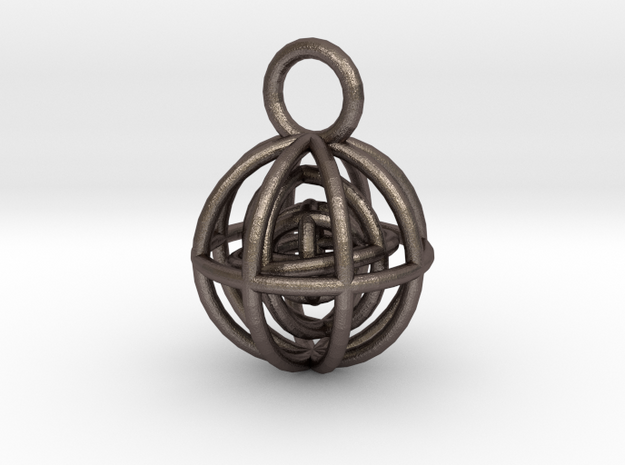 Charm: Spheres within Sheres in Polished Bronzed Silver Steel