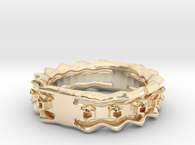 Wave Ring Size8 in 14k Gold Plated Brass